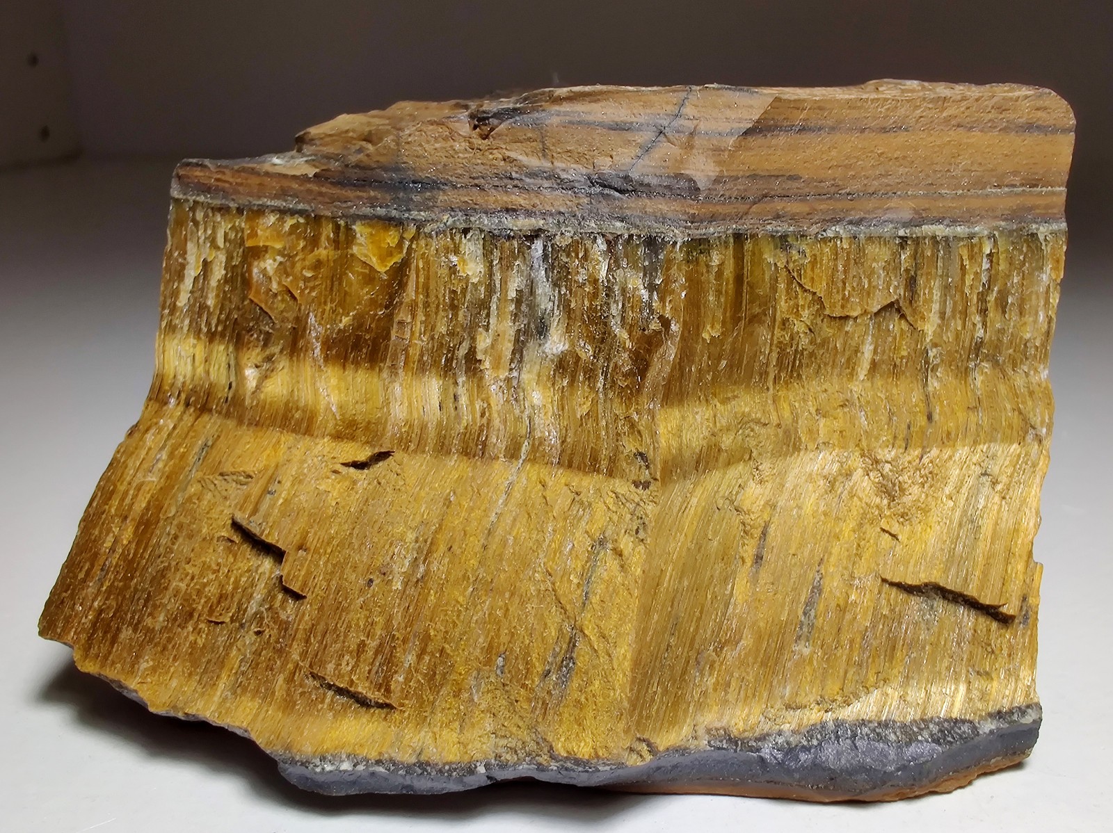 Tigers Eye specimen, nice chatoyancy. Northern Cape, South Africa. 289 grams.