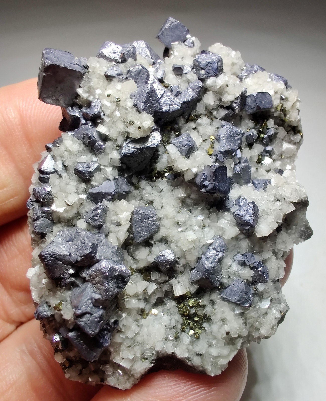 Galena with Dolomite, Chalcopyrite crystals. Viburnum Trend, Missouri. 59 grams.