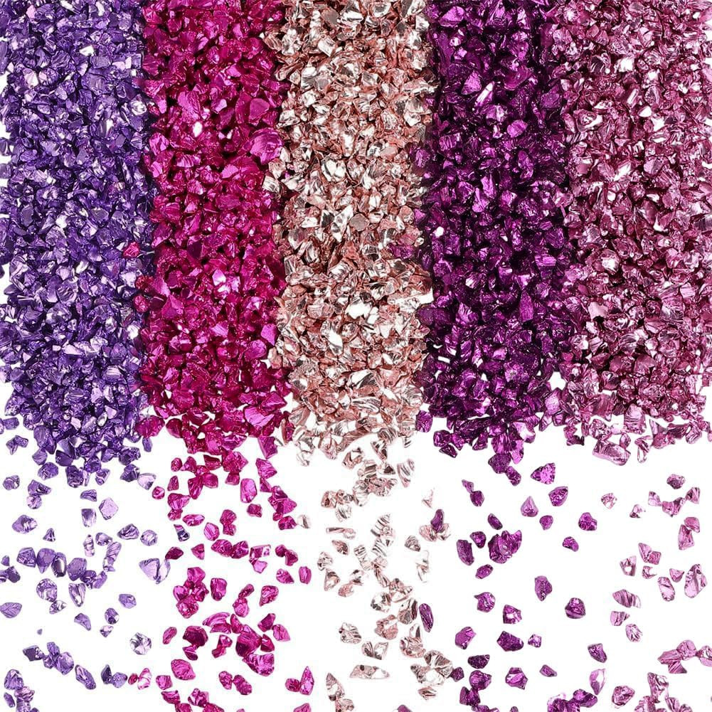 1 Box 150G 5 Colors Small Crushed Crystals Pink Broken Glass Bulk Metallic Chips