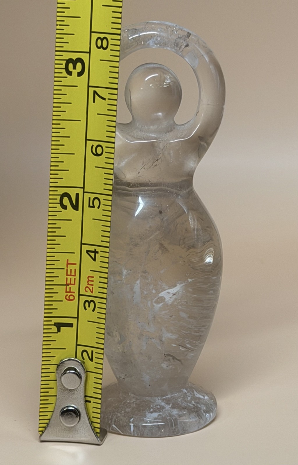 Clear Quartz Goddess Statue 3in 2.8oz Light Smoky Clear Quartz Spiral Goddess