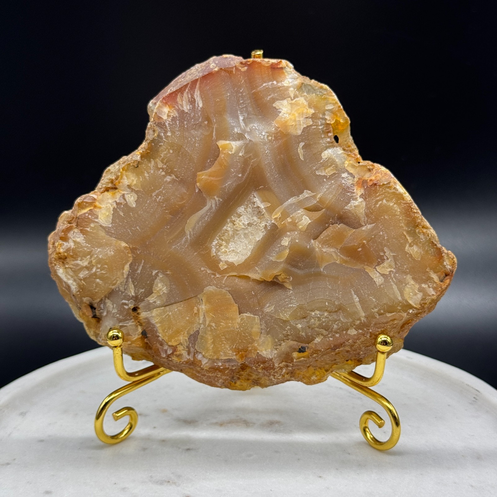 Natural Agate Chalcedony Specimen Honey Brown Translucent Raw Crystal