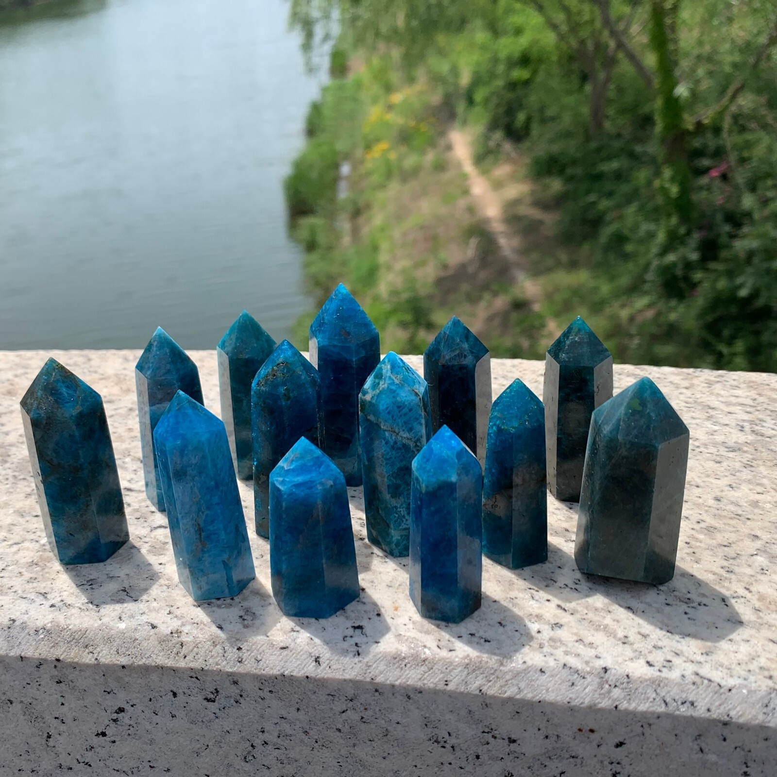 1LB Natural apatite quartz tower obelisk crystal wand point healing 40-65mm