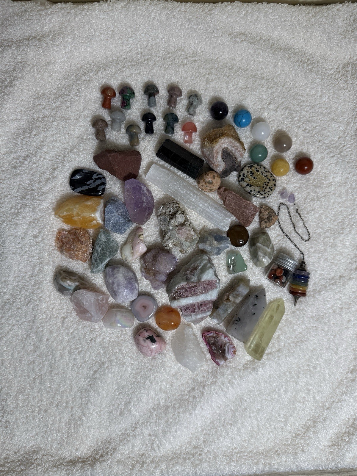 50+ Crystal Lot- Agate Geode, Aura Quartz, Pink Tourmaline, Pink Opal & More!