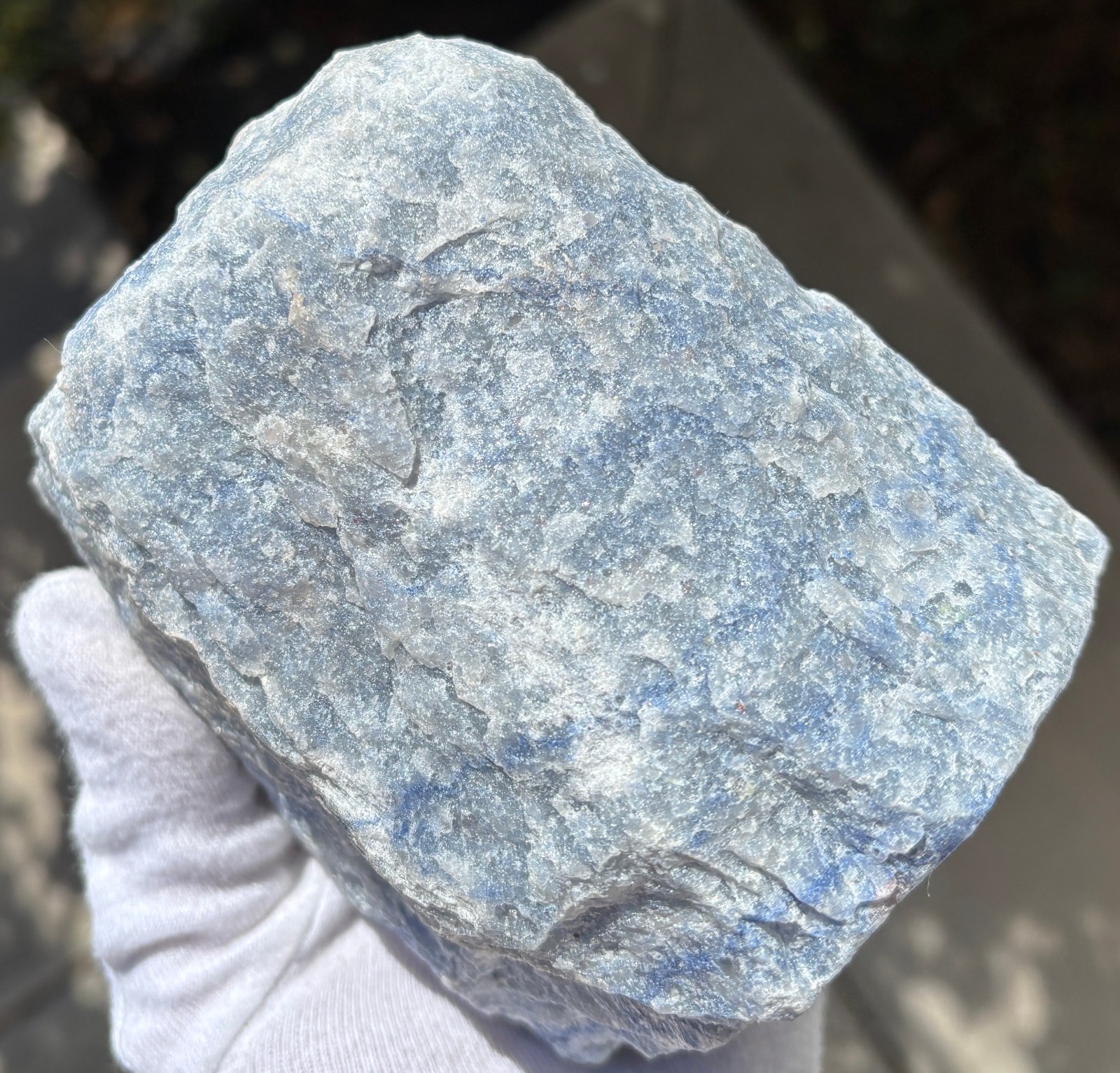 USA SALE 2.65LB BLUE QUARTZ VASE CONTAINER 4″x3.8″x3″ AVENTURINE PLANTER HOLDER