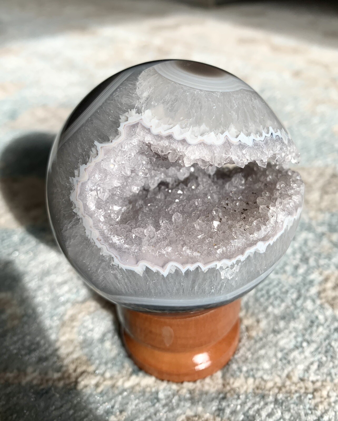 3in Agate Crystal Geode Sphere