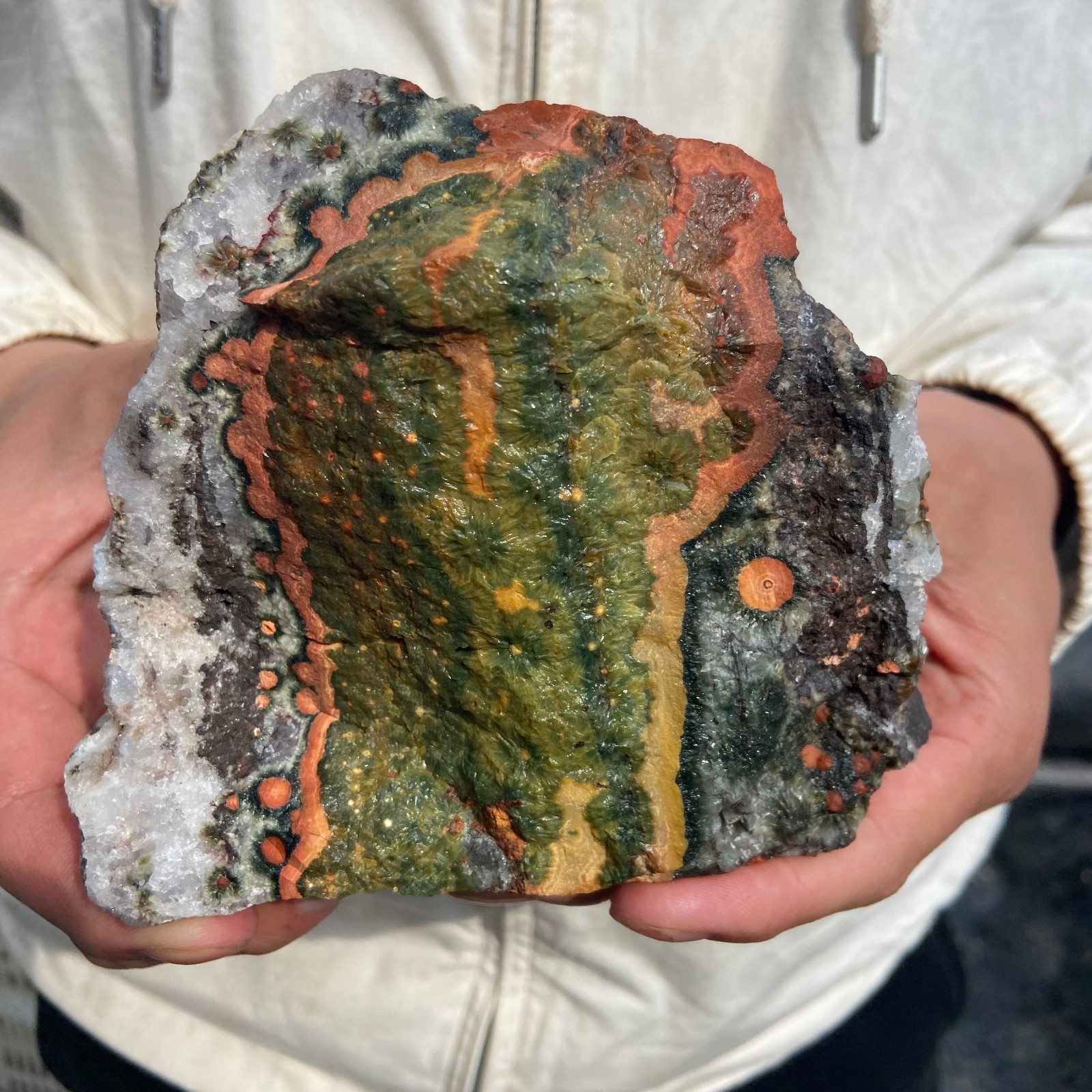 1220G Rare Natural Raw Ocean Jasper Rough Quartz Crystal Mineral SpecimeM