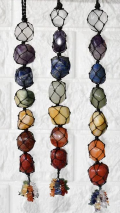 7 Chakra Natural Crystal Decorative Hanging Reiki Healing Tumbled Stone