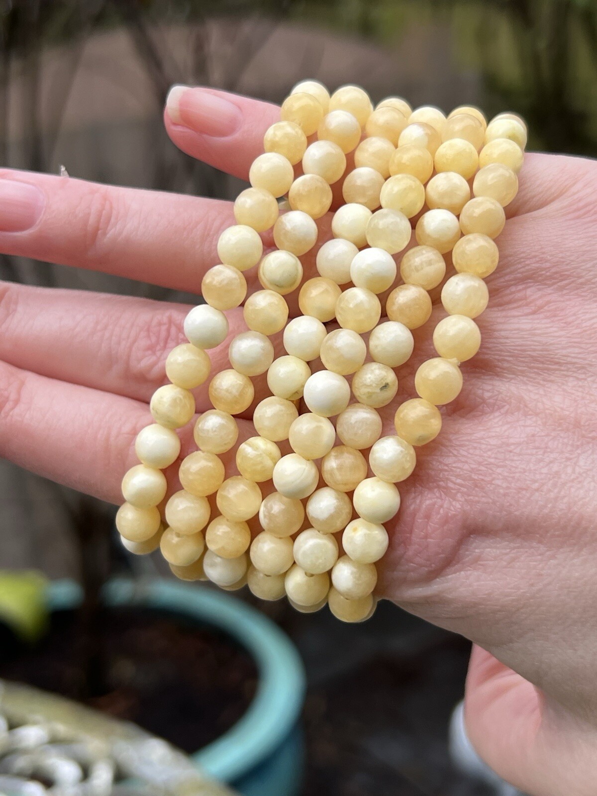 Orange Calcite Beaded Bracelet 6mm