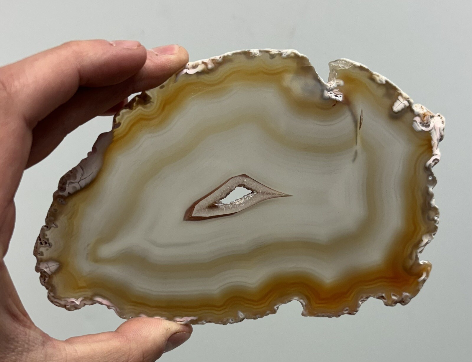 Natural Agate Slice Translucent Brazil Gold Yellow Clear Quartz