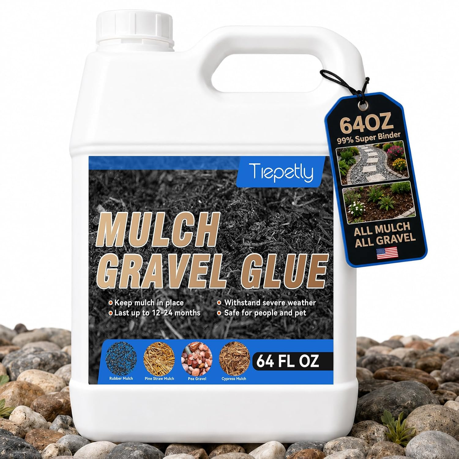 64Oz Rock and Gravel Glue, Heavy Duty Landscape Gravel Glue, Professional Mulch