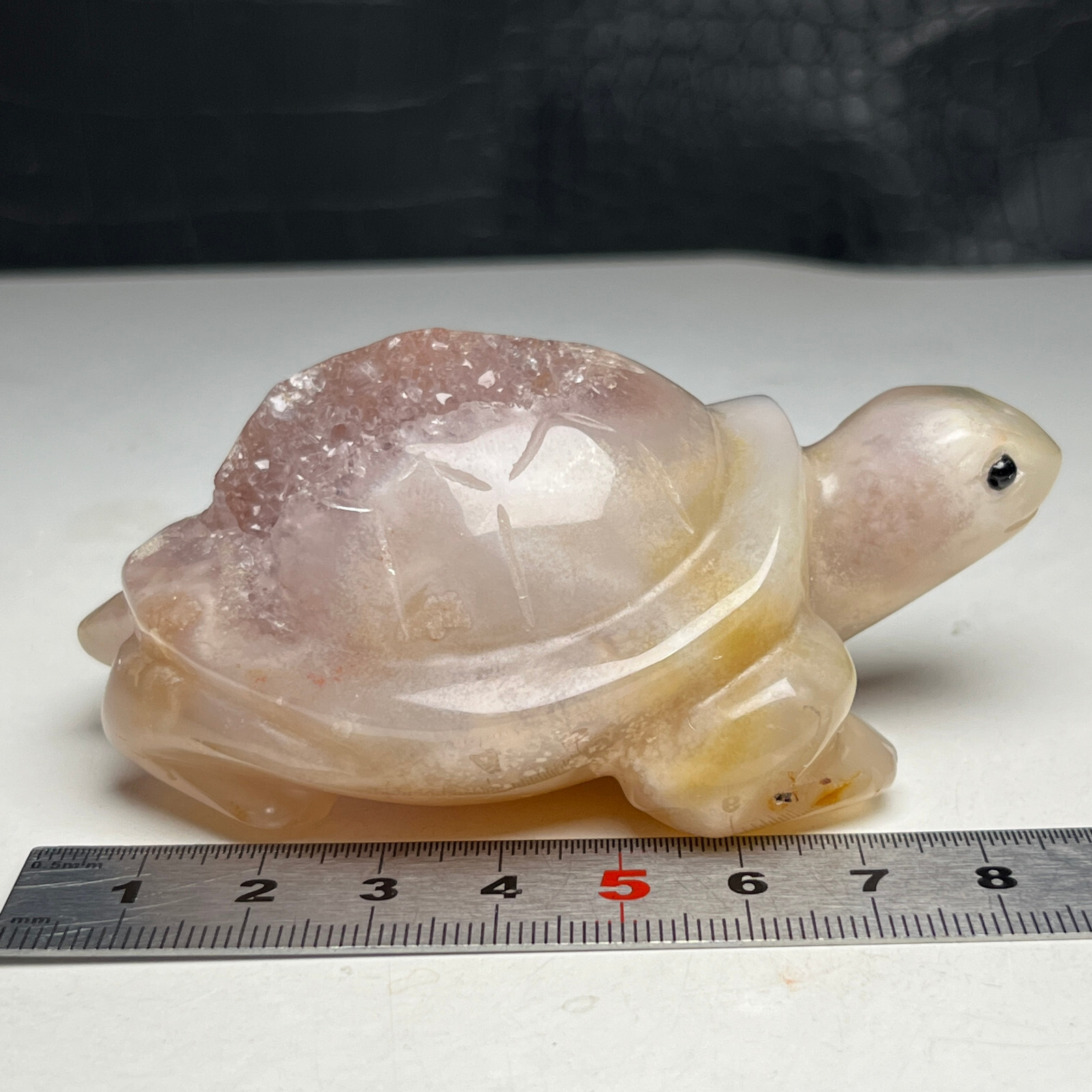 199g Natural Crystal Mineral Specimen. Geode Agate. Hand-carved Tortoise.Gift.KC