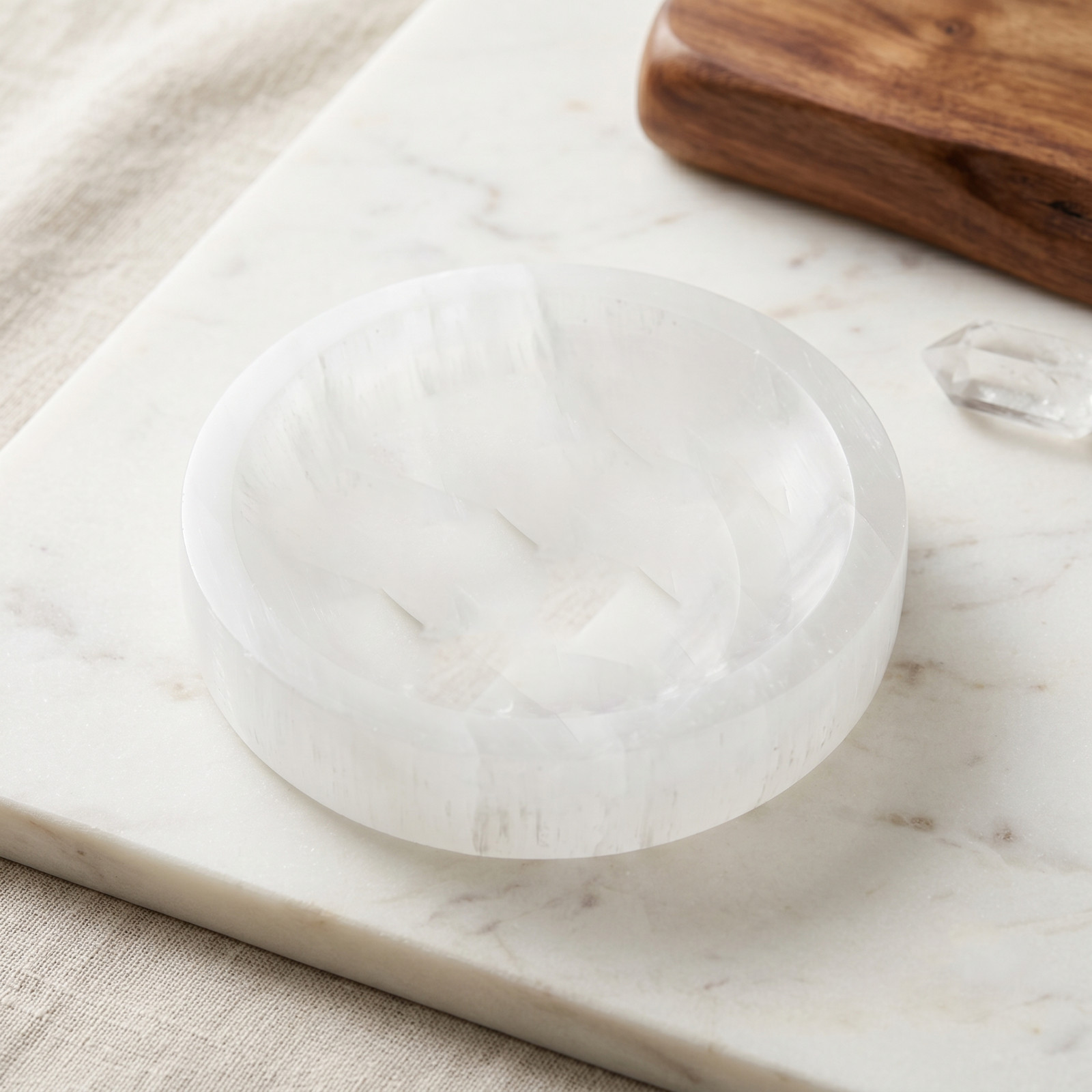 Natural Selenite Charging Plate 6cm Crystal Cleansing Bowl Energy Healing