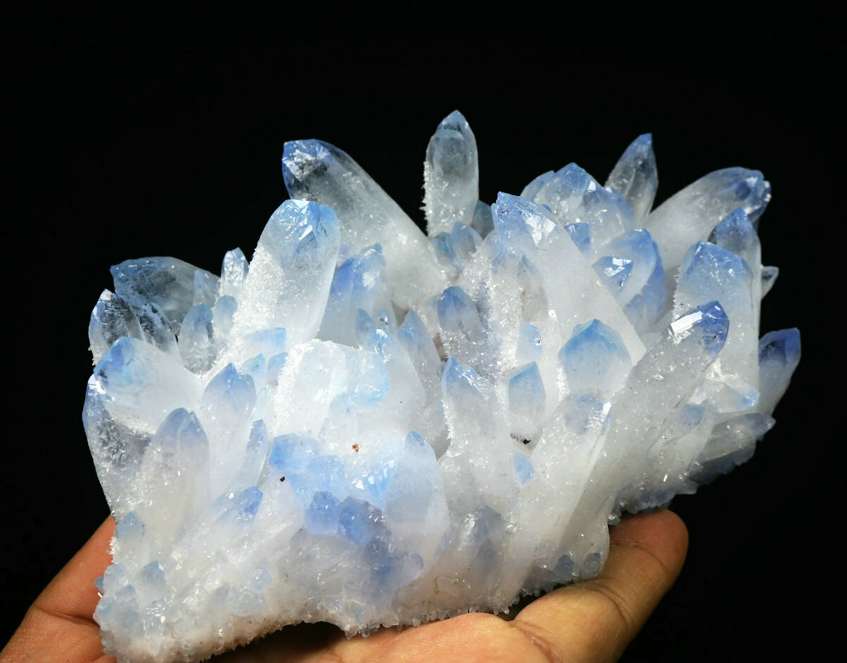 1.93lb Rare Beatiful Blue Tibetan Ghost phantom Quartz Crystal Cluster Specimen