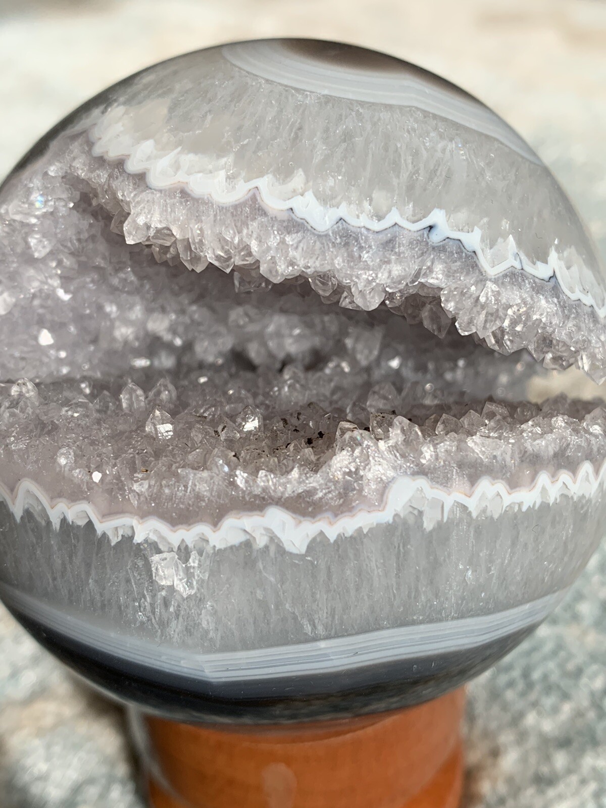 3in Agate Crystal Geode Sphere