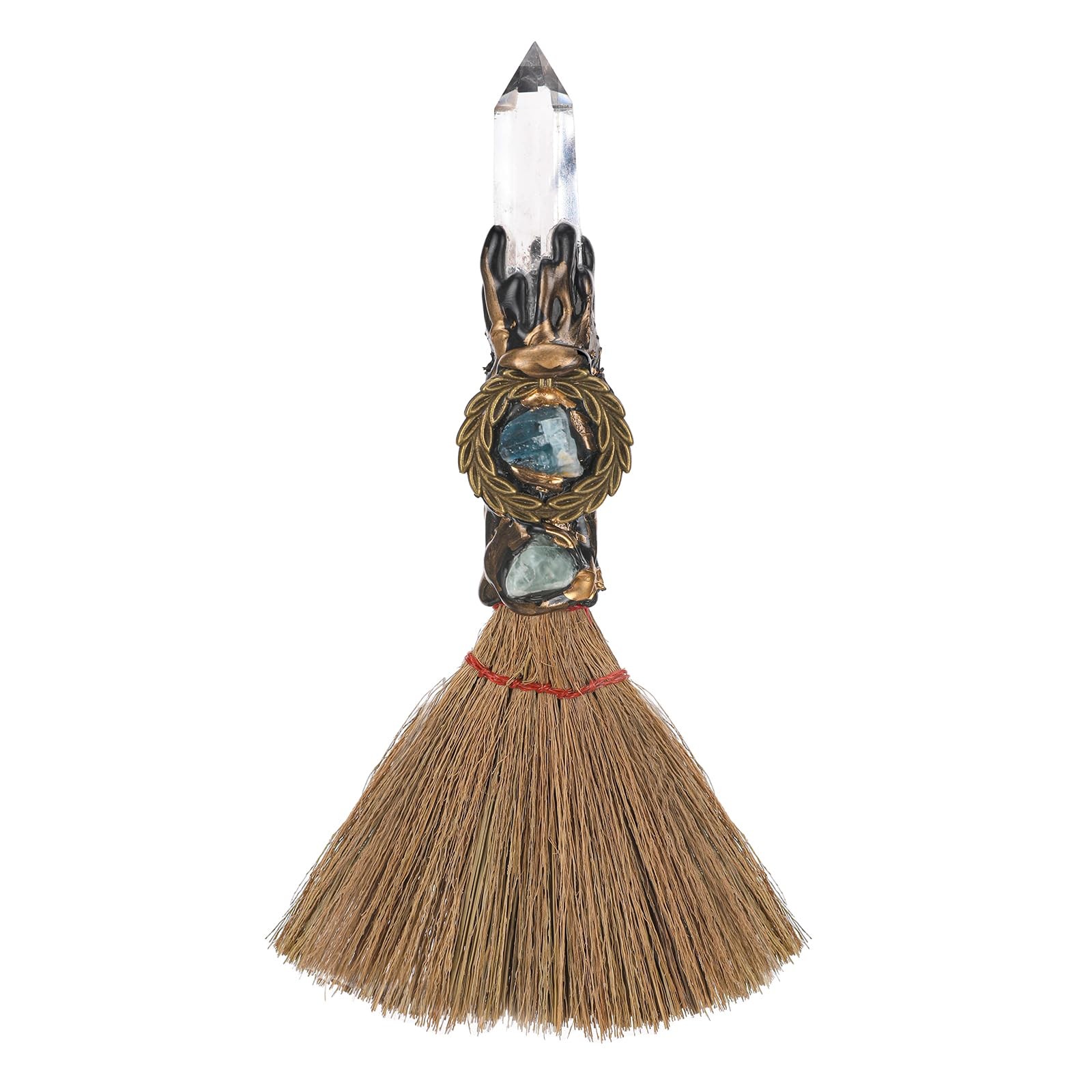 Witch Crystal Altar Broom – Natural Crystal Magic Broom for Wiccan Décor Hall…