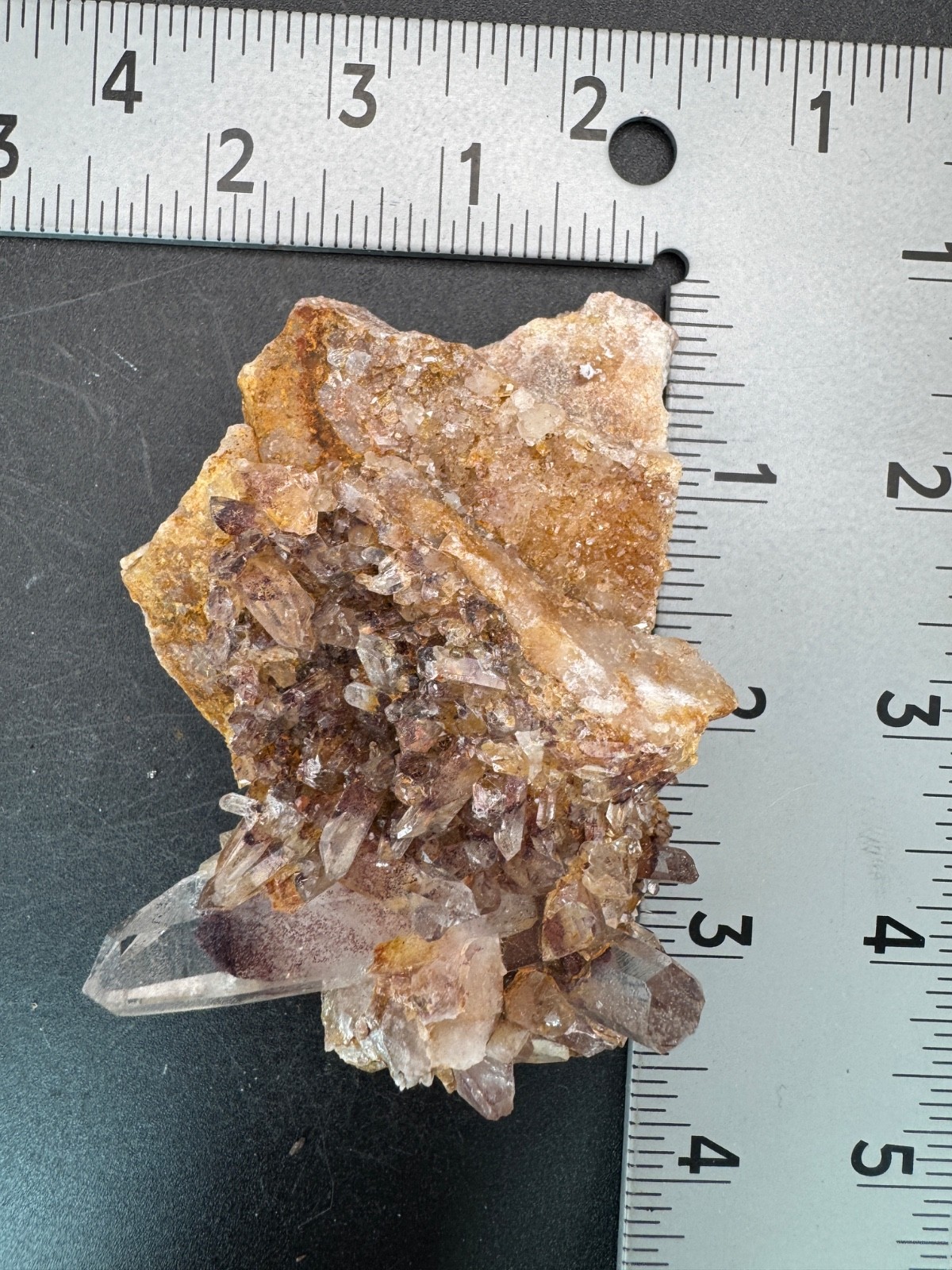 6788 Sunset Phantom Quartz Cluster with Nice Hematite Inclusions India 125g