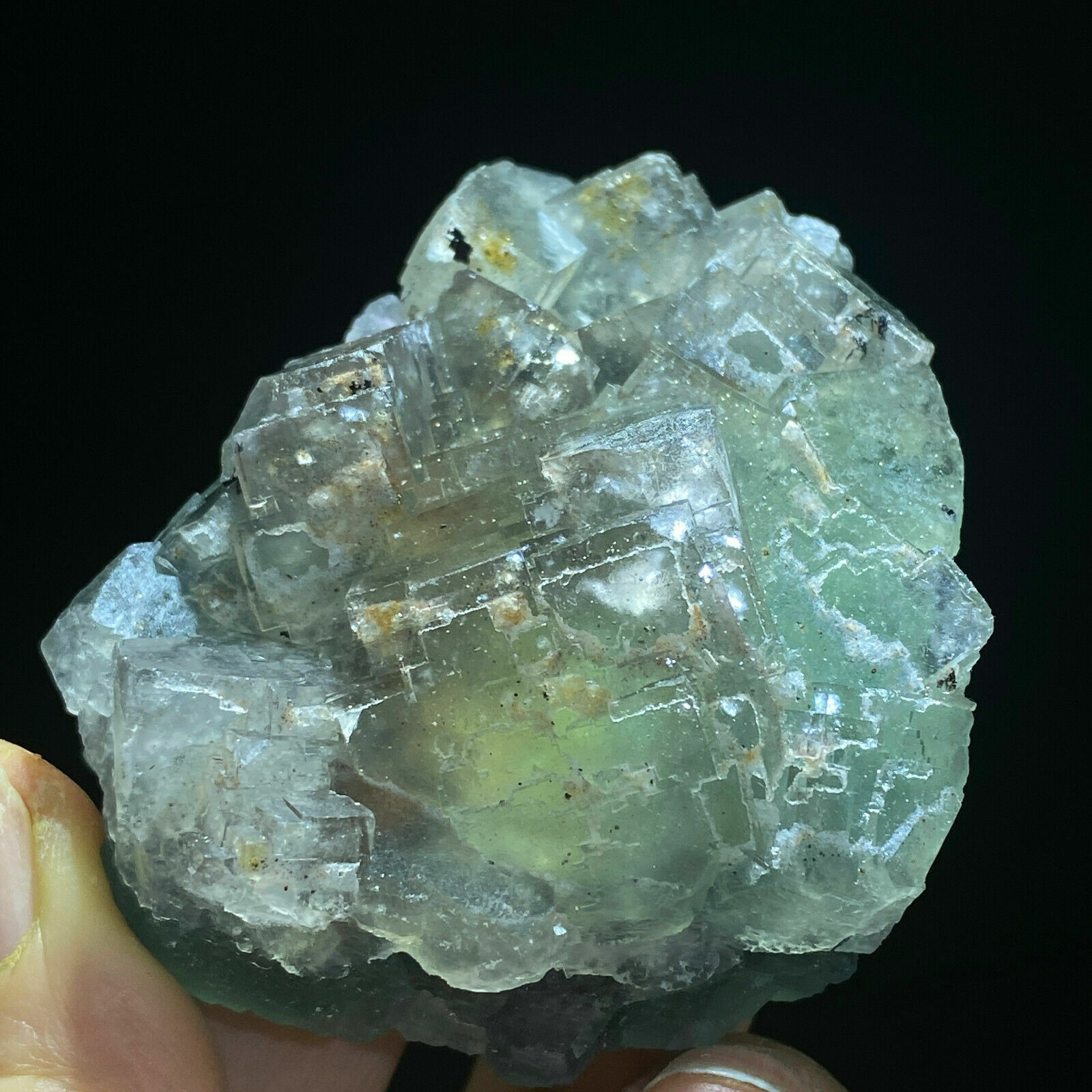 154g Translucent Green /Purple Trapezoidal Fluorite Cluster Mineral Specimen