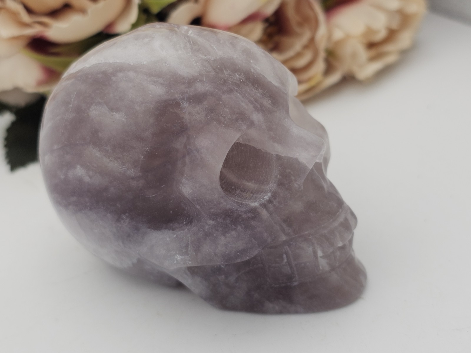 ✨️SALE ✨️ Rainbow Purple Fluorite Skull Crystal Carving 272g 6.8cm x5.3cm