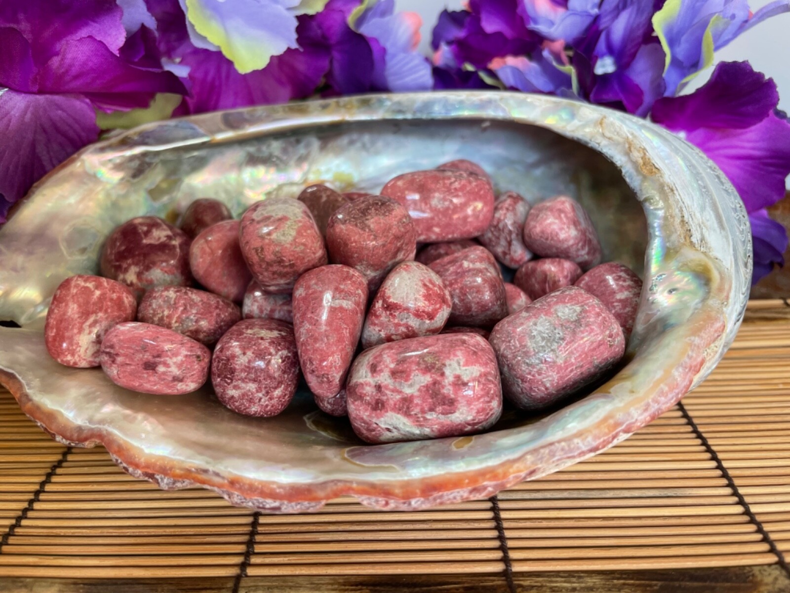 1X Pink Thulite Tumbled Stone 20-25mm Reiki Healing Crystal Speaking Introverts