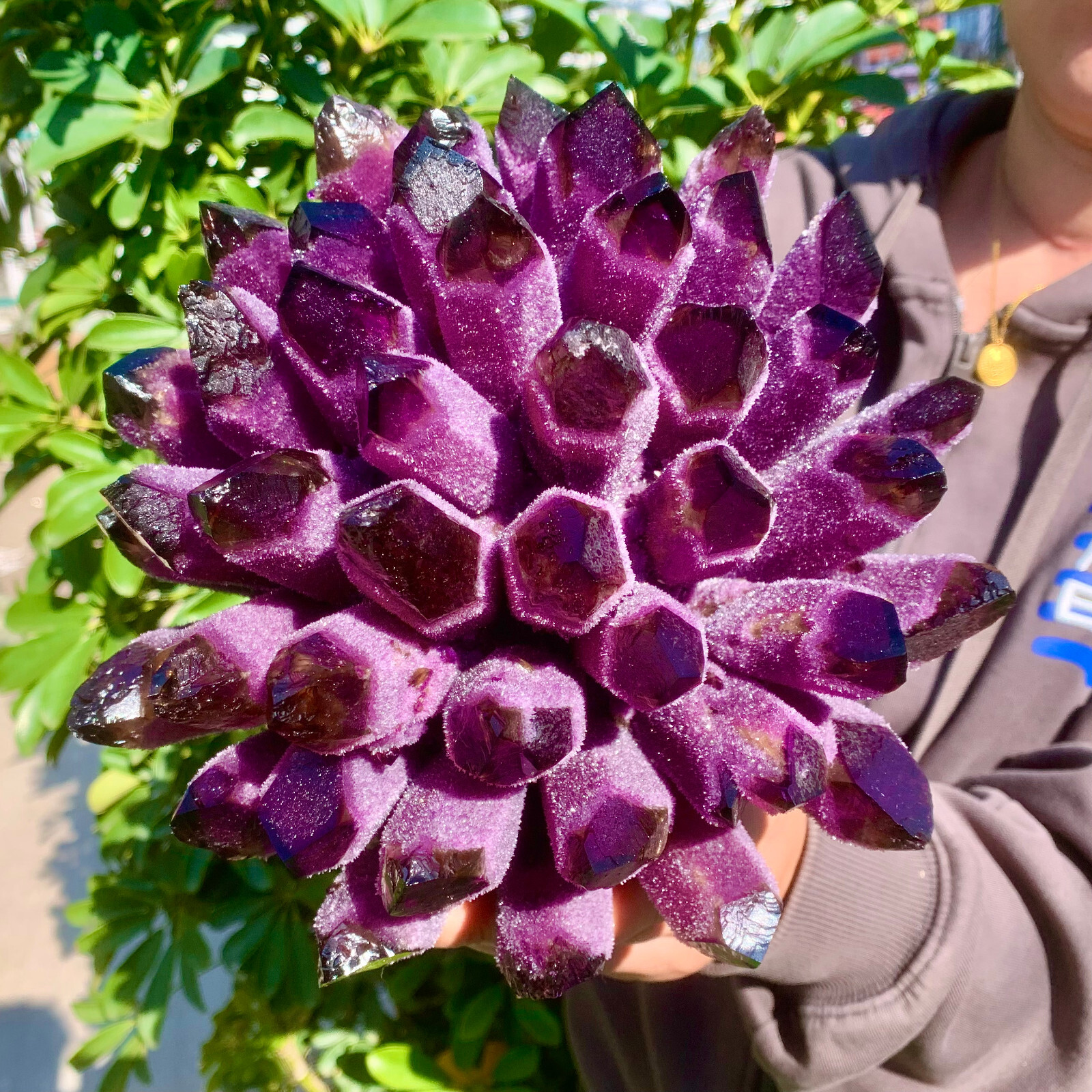 9.2LB Raw Dark Purple Phantom Amethyst Cluster Crystal Geode Specimens Ornament