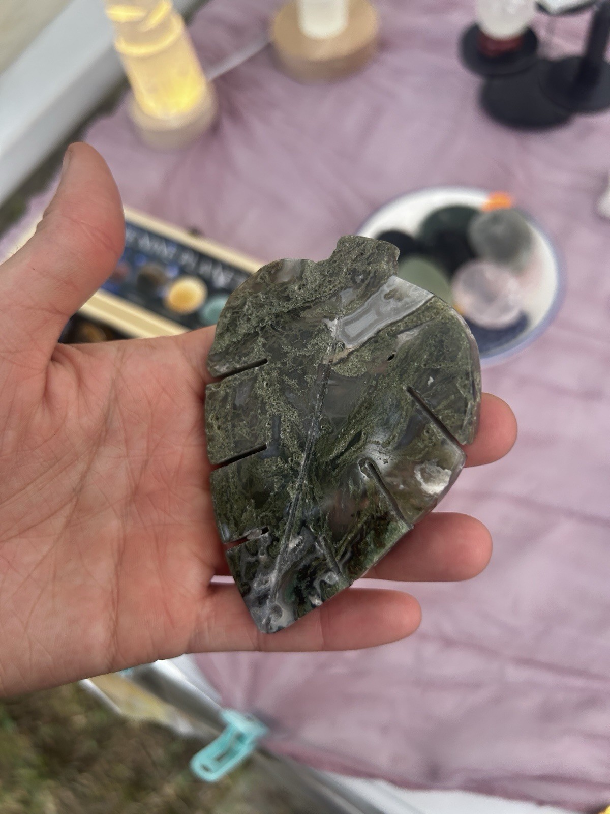 Big Natural Crystal Leaf Carved Stone Decor Collectible Healing Gift Home Decor