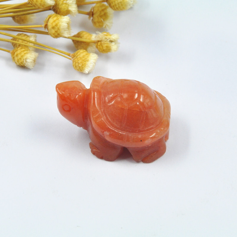 1.5″ Quartz Gemstone Hand Carved Longevity Turtle Crystal Healing Figurine Decor