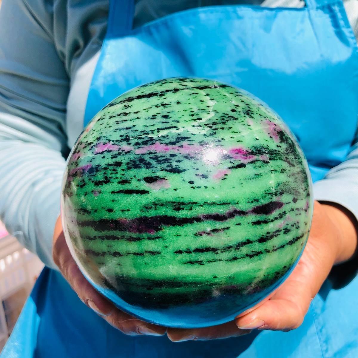7.28LB Natural green Ruby zoisite (anylite) crystal ball sample Healing