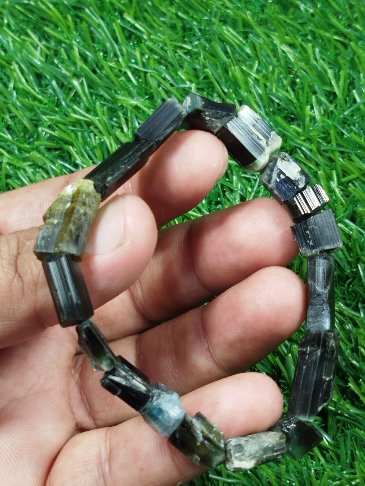 27 Grams Green Cap Tourmaline Stackable Bracelet From Skardu Pakistan