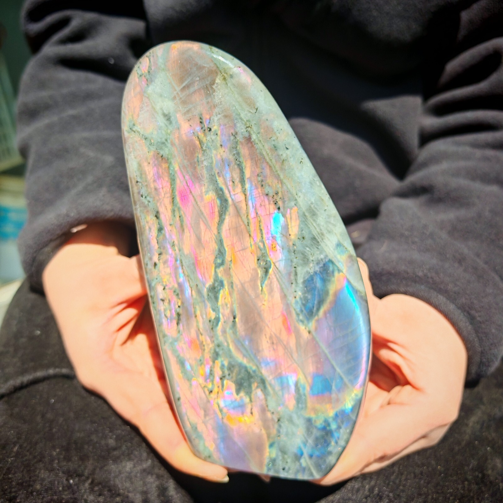 3.41LB RARE Natural crystal Labradorite that emits purple light beauty