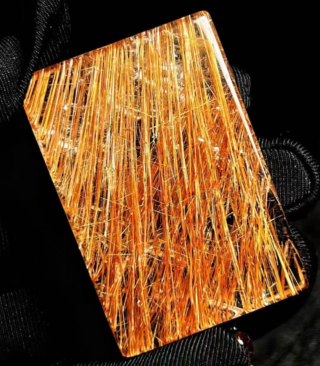 50*34*12mm Rare Natural Gold Rutilated Quartz Titanium Crystal Pendant 1pc