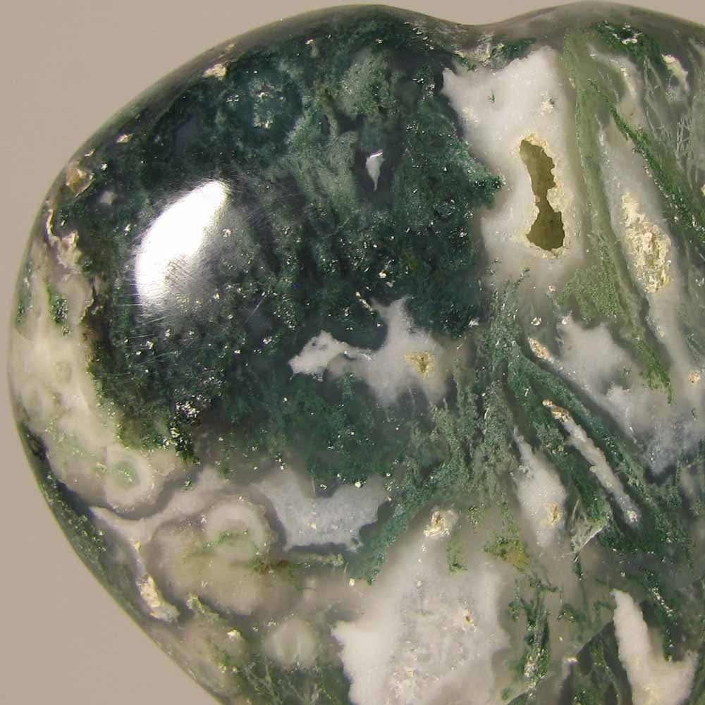 2.6″ GREEN MOSS AGATE Heart Gemstone Polished Palm Stone – India