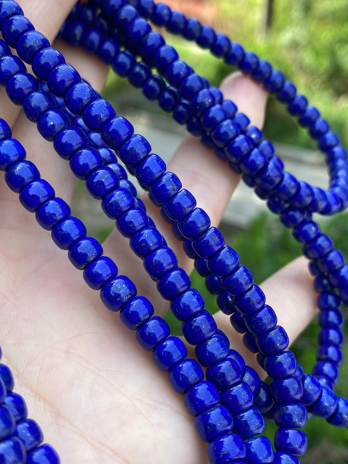 Premium Old Shape Lapis Bead Multi Strand Smooth Polished Ethnic Style Bracelet