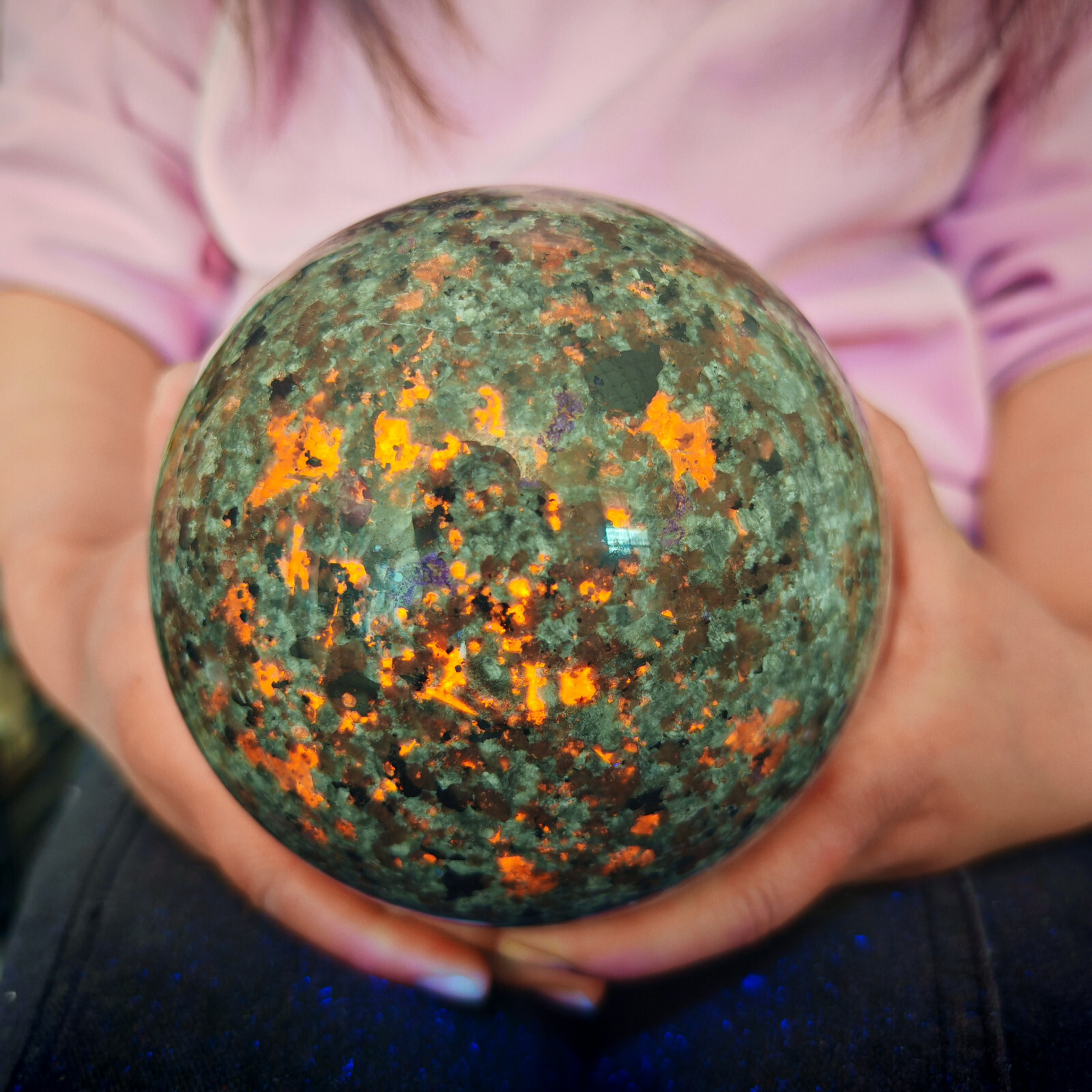 6.6LB Natural Flame Stone Ball Body Crystal Ball Spiritual Healing 3000g