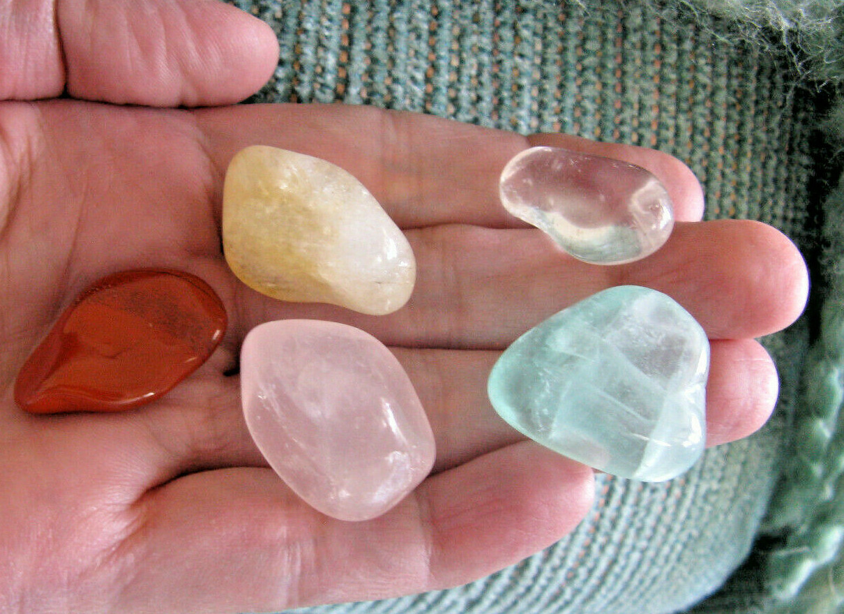 NEW “DISSOLVE NEGATIVITY W/ POSITIVE HEALING” CRYSTAL HEALING STONE SET OF 5
