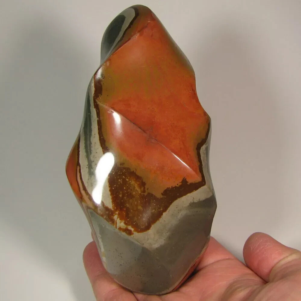 6″ POLYCHROME JASPER FLAME Polished Standup Display – Madagascar – 1.7 lbs.