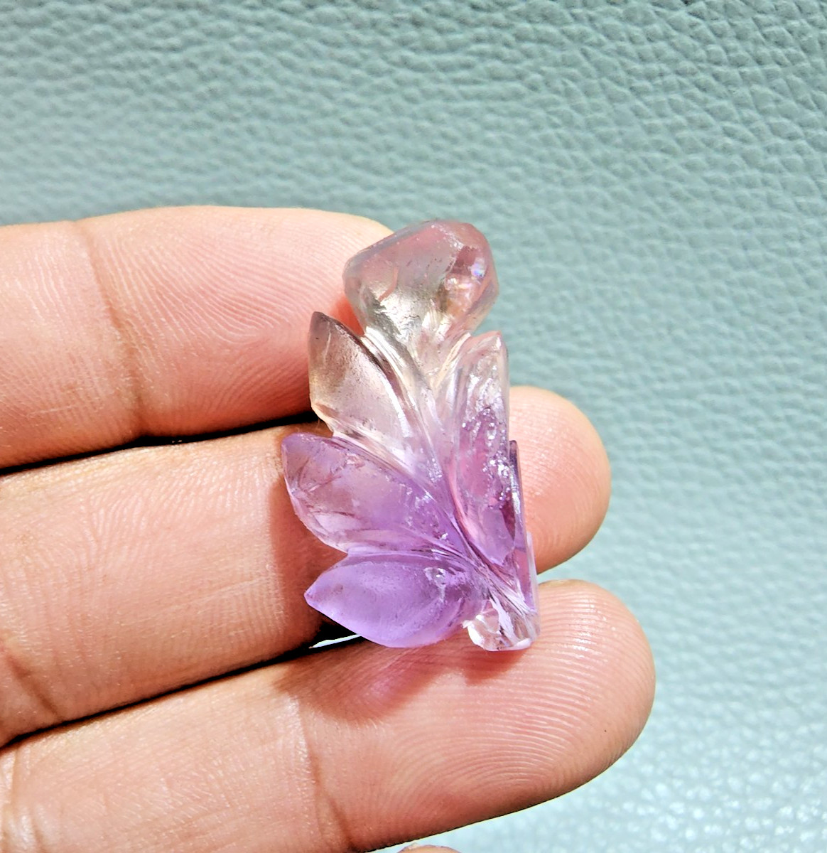 Unique Purple Ametrine Flower Shape Carving 37 Ct Stone Jewelry Making Gemstone
