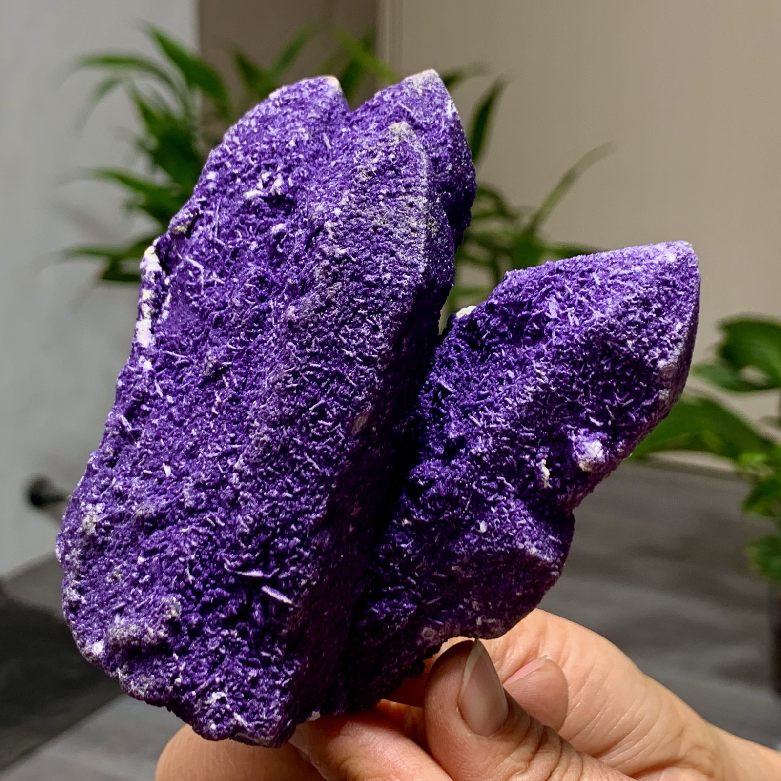 449G Natural purple fluorite wrapped candle crystal cluster mineral crystals