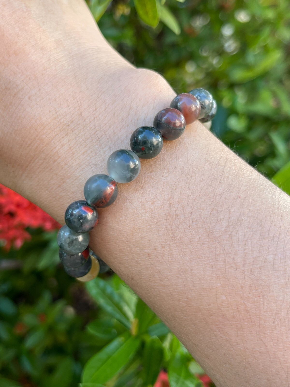 Grade A++ Bloodstone Crystal Bead Bracelet 8mm, Genuine Gemstone Bracelet