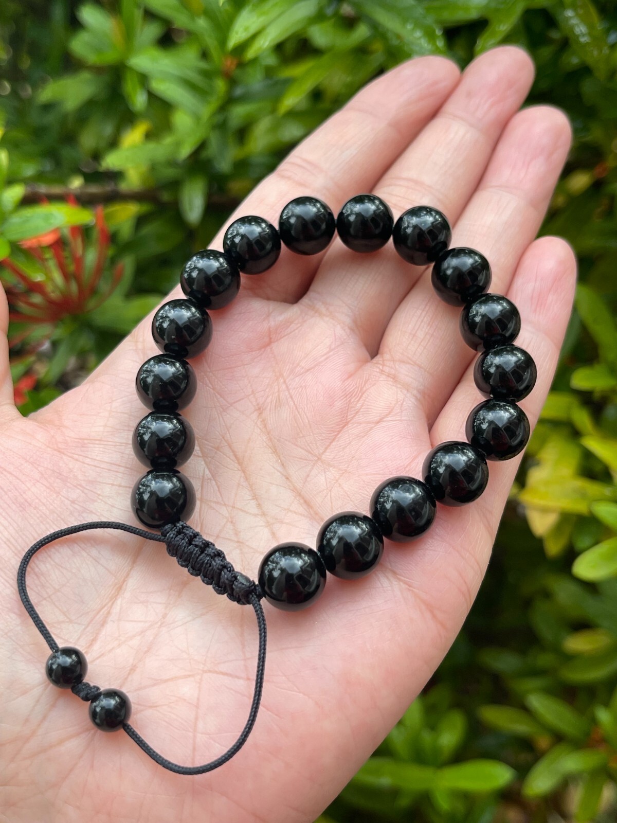 Grade A++ Black Obsidian Crystal Adjustable Bead Bracelet 10mm,Genuine Bracelet