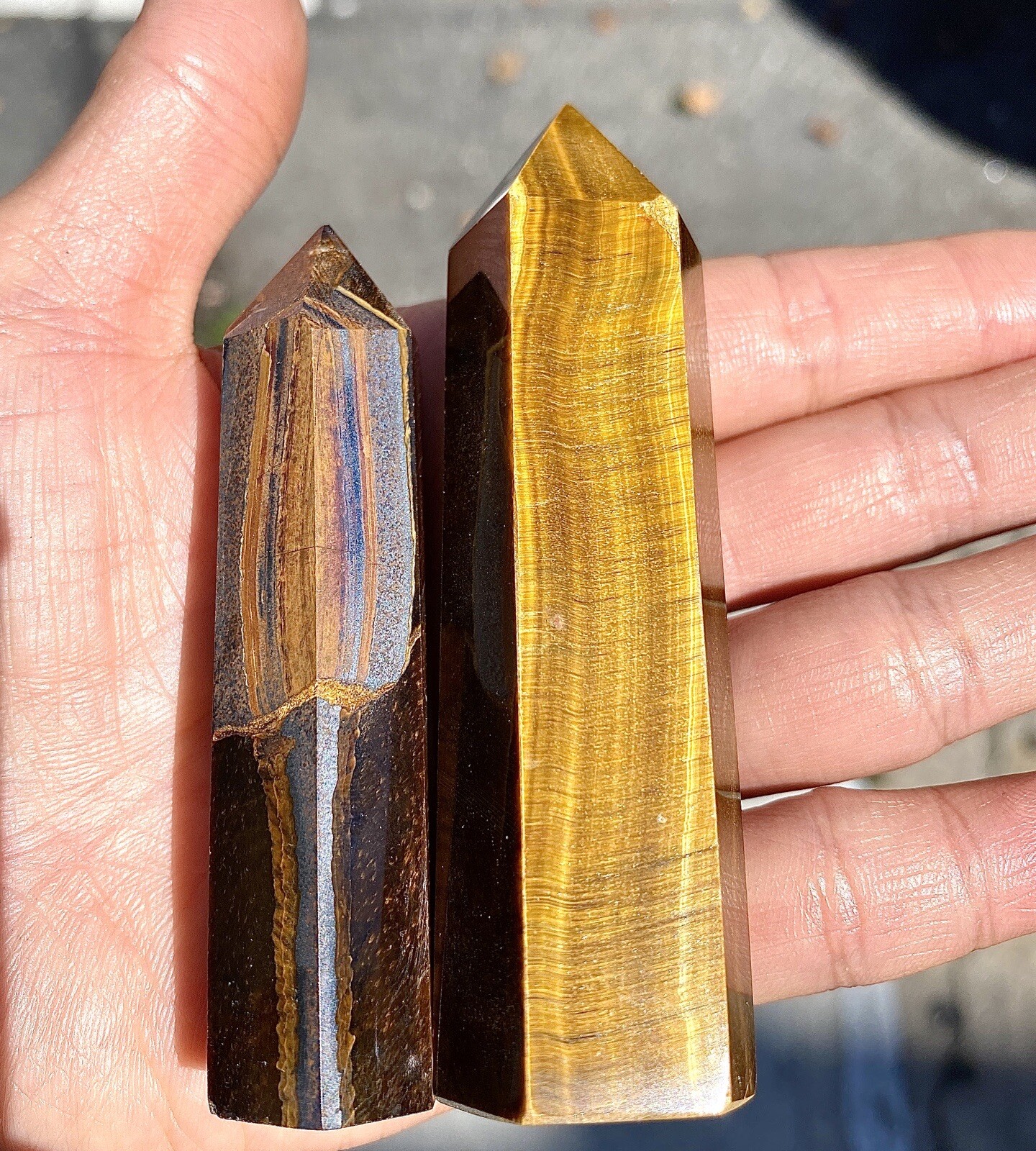 Wholesale Lot 1 Lb Natural Tiger Eye Obelisk Tower Point Crystal