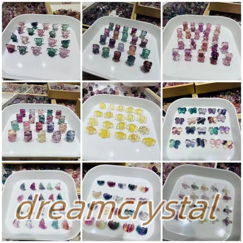 100pc Natural Fluorite Crystal Skull Mini Hand Carved Quartz Reiki Gifts Random