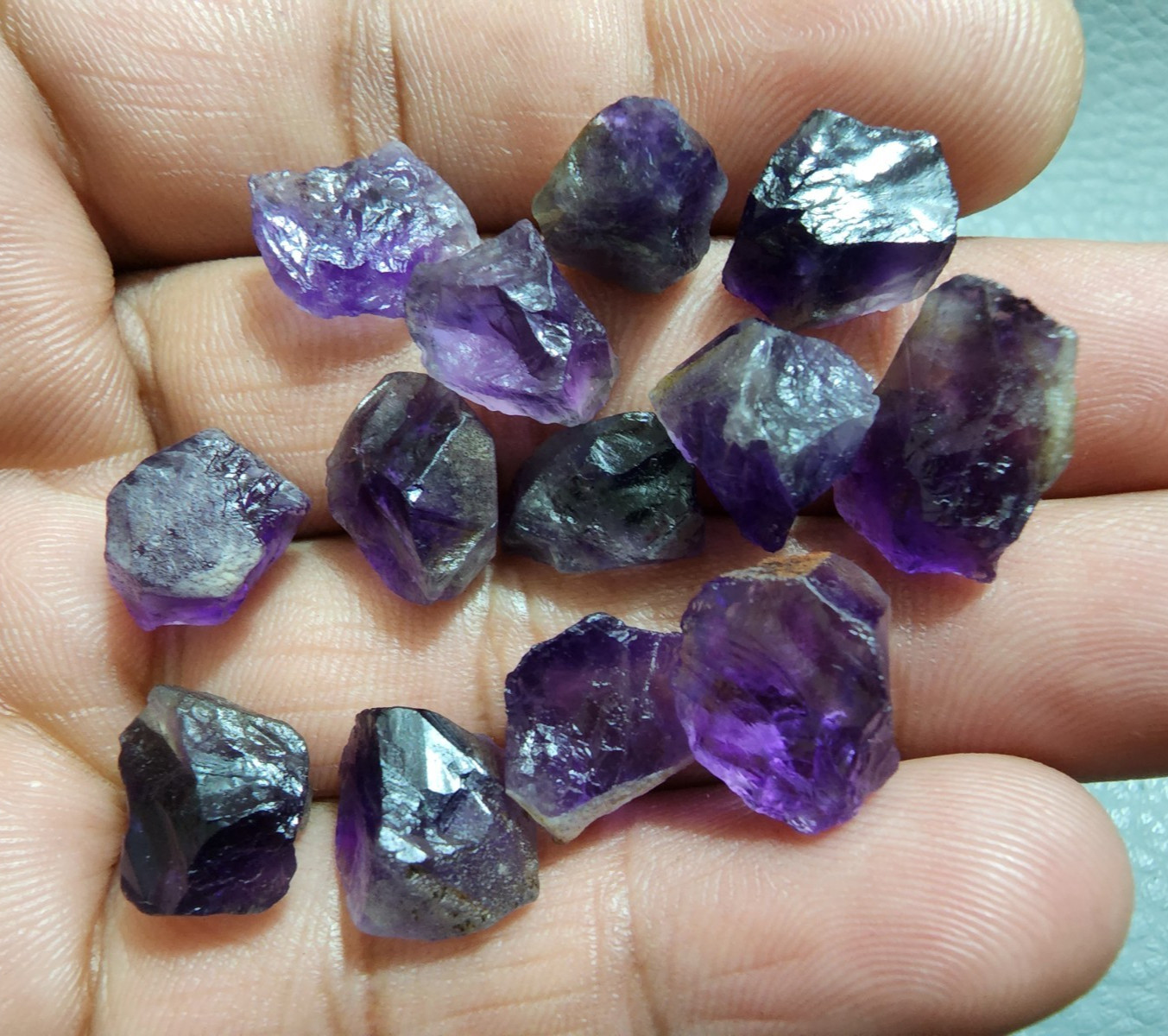 Raw Size 12-14 MM Purple Amethyst Rough Gemstone 13 Pcs Amethyst Crystal Rough
