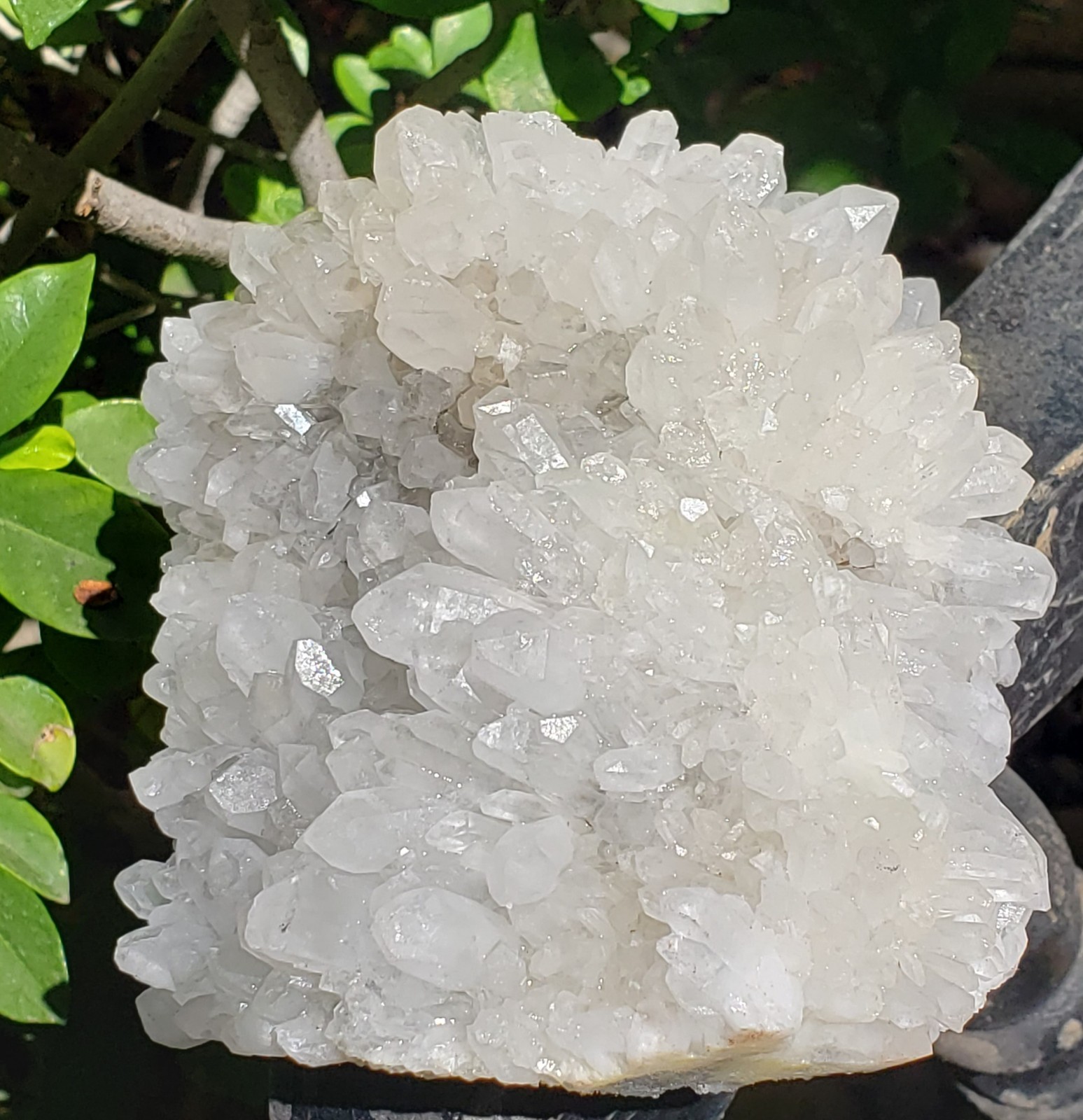 Natural White Clear Quartz Crystal Cluster Rainbow Specimen on Matrix, 1042g