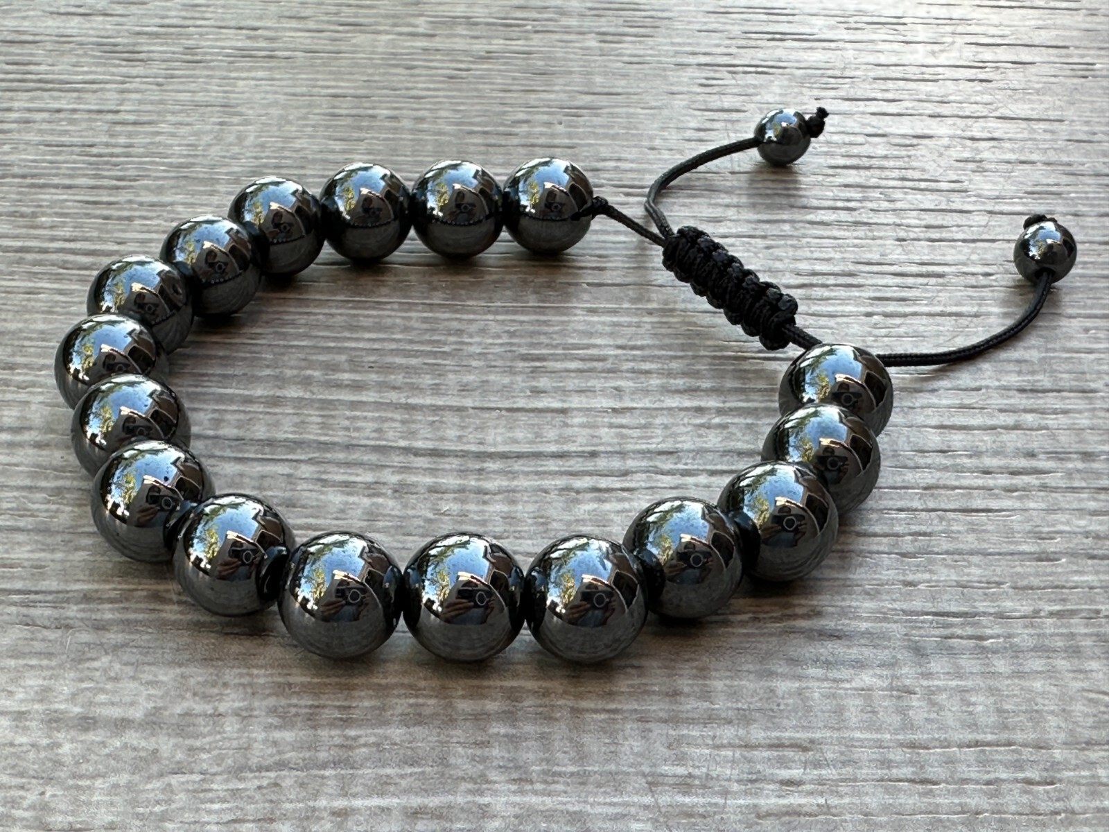 Grade A++ Hematite Crystal Adjustable Bead Bracelet 10mm, Genuine Gems Bracelets