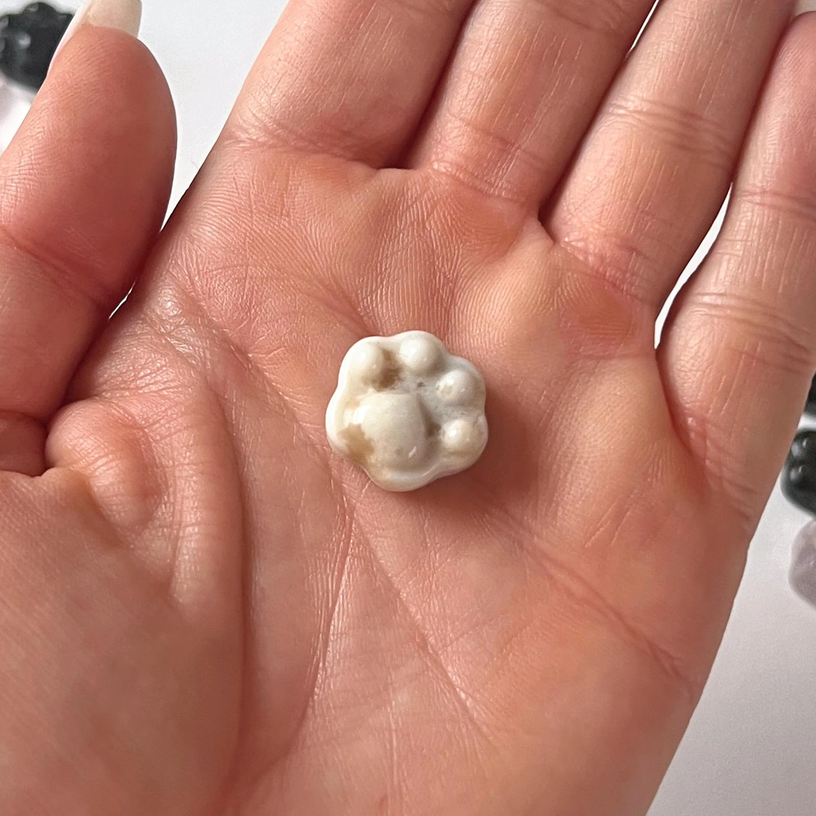 Mini Paw Print Carving | Rose Quartz | Obsidian | Flower Agate | Cat Dog Lover
