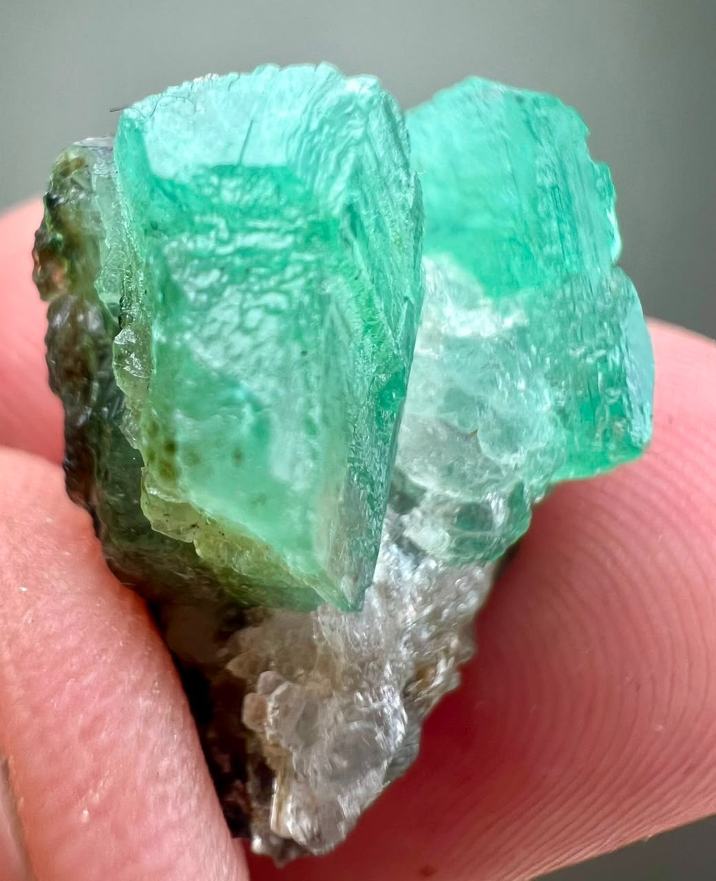 17 CT, Beryl Var! Full Terminated Natural Emerald on Matrix From Kpk Chitral@PAk