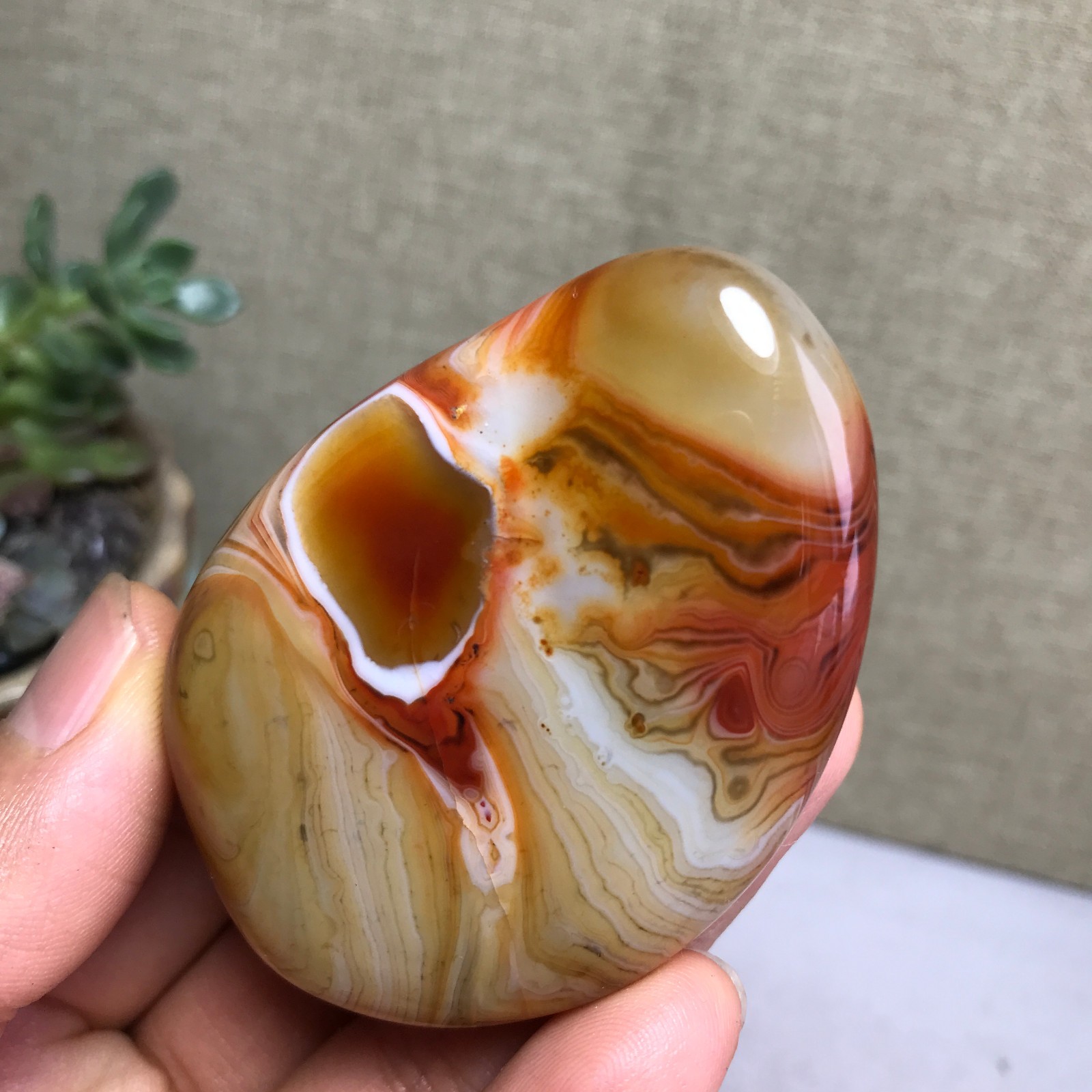 62mm Crazy Lace SILK Banded Agate Polished Crystal Specimen Tumbled 100g A4802
