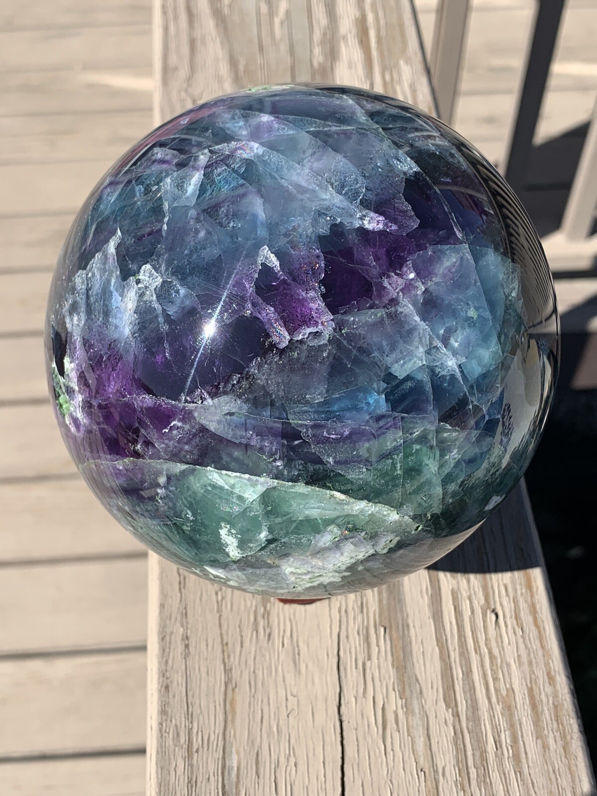 4,095g Rainbow Fluorite *HUGE* Sphere w/Stand •Over 9 Pounds *U.S. Based*
