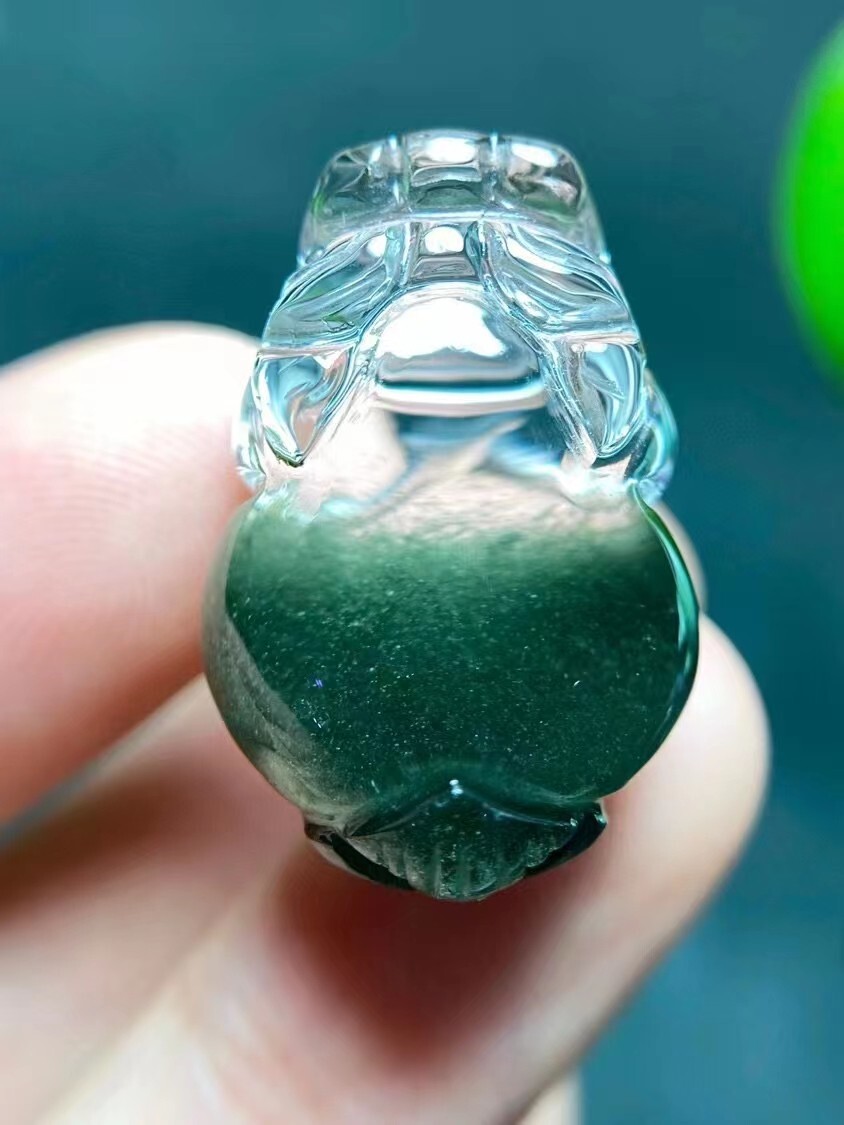AAAAA Natural Green Phantom Quart Crystal Pendant Sphere Necklace