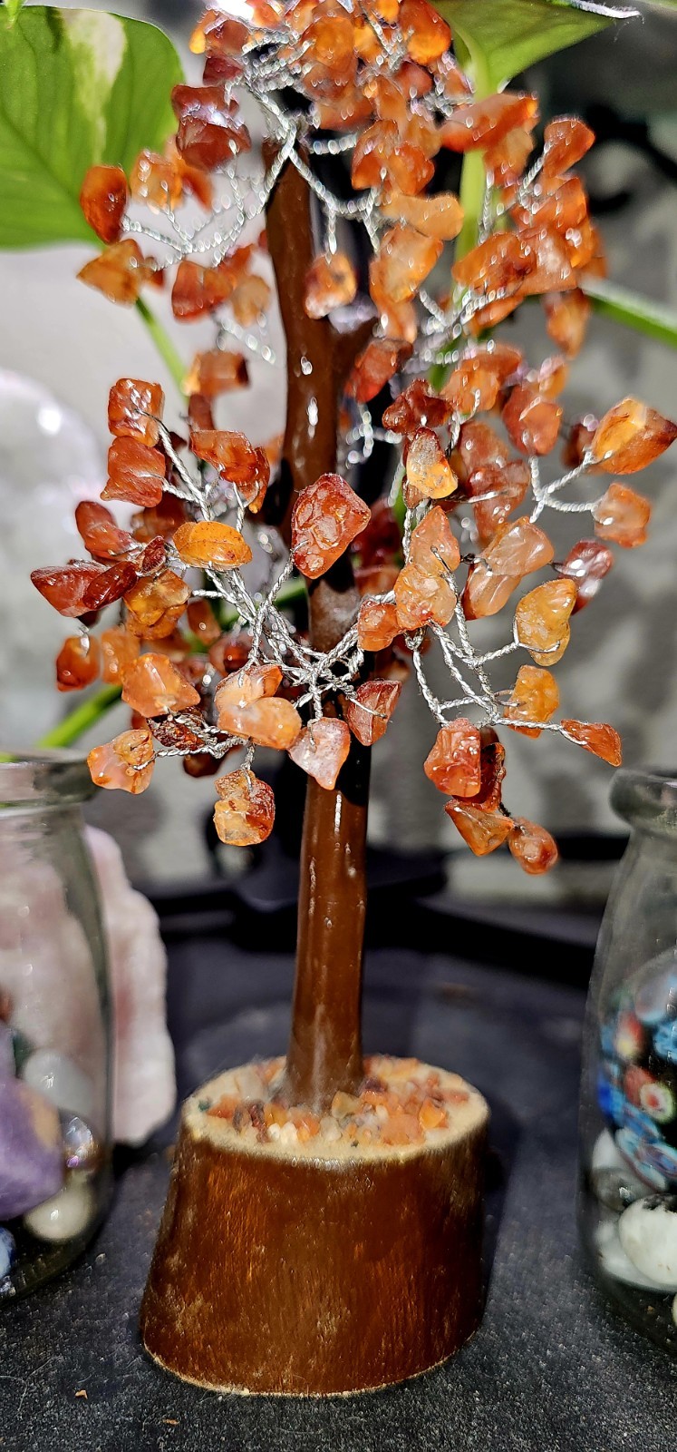 Beautiful 9 Inch Red Carnelian Crystal Chip Gemstone Tree